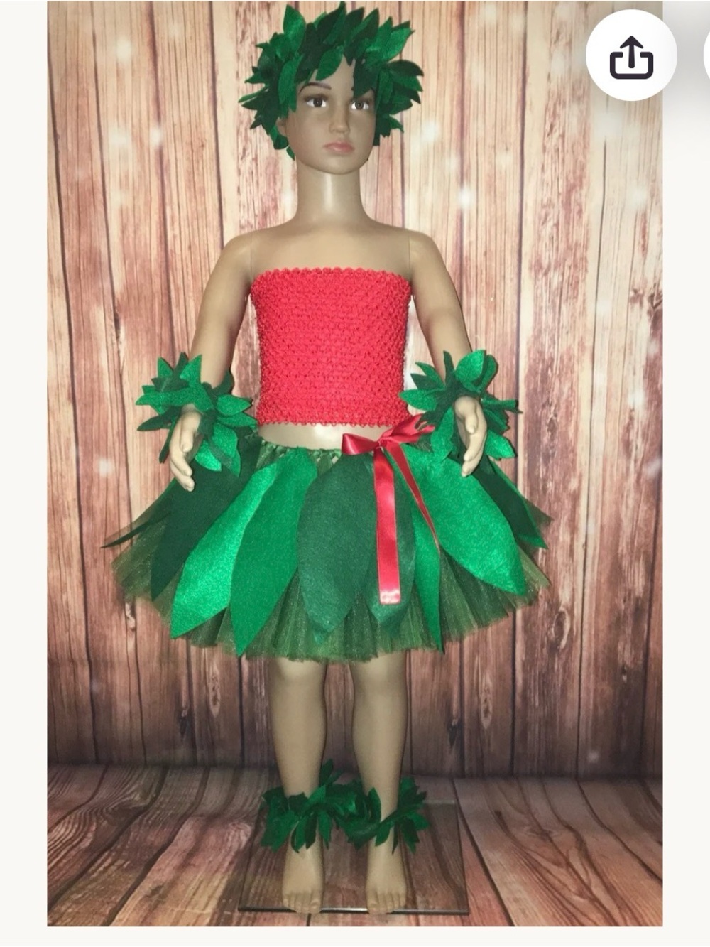 LILO stitch Green Leaf Tutu Fairy Costume with Red Top - Kids